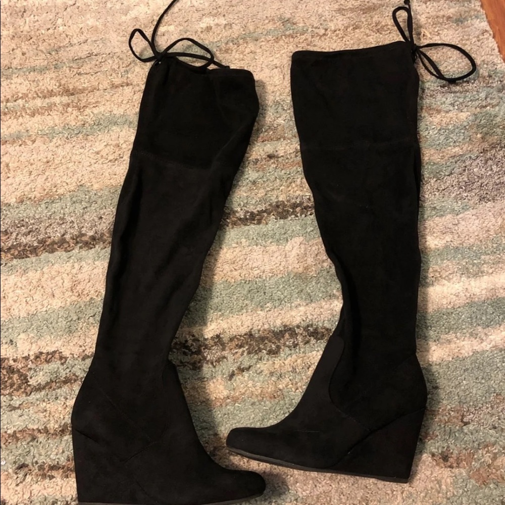 Over the knee wedge boots